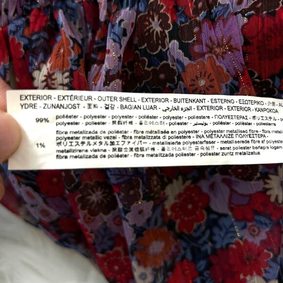 ZARA Mini Dress Size S Coquette Floral Ruched Puffed Sleeves Twee Sweet - Picture 8 of 8